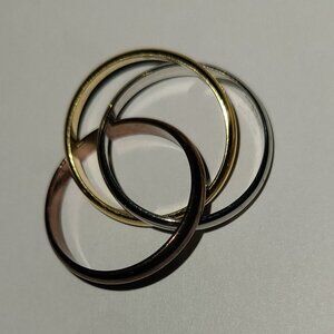 Yellow Gold-Plated , Rose Gold-Plated and Silvertone Tri Tone Rolling Ring (3mm)